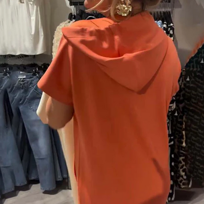 ⏳Time-Limited Special⏰Women’s Solid Short-Sleeve Hooded Long Dress