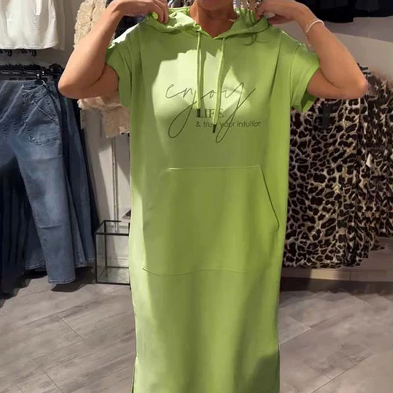 ⏳Time-Limited Special⏰Women’s Solid Short-Sleeve Hooded Long Dress
