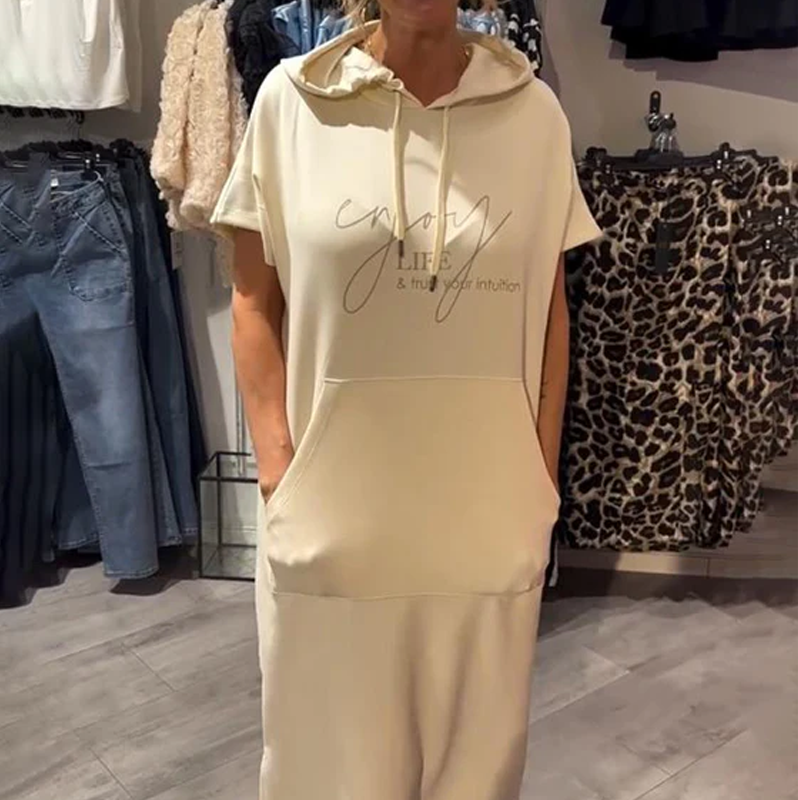 ⏳Time-Limited Special⏰Women’s Solid Short-Sleeve Hooded Long Dress