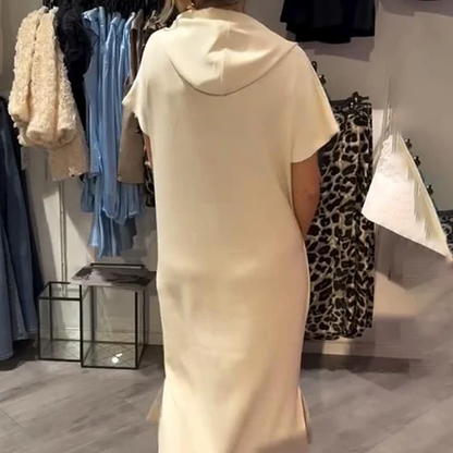 ⏳Time-Limited Special⏰Women’s Solid Short-Sleeve Hooded Long Dress