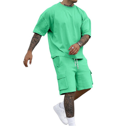 ⏳Time-Limited Special⏰Men's Casual Short Sleeve T-Shirt Shorts Set
