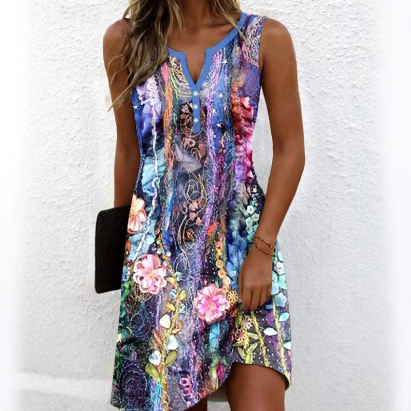 ⏳Time-limited Special⏰Women's Sleeveless V-Neck Printed Dresses
