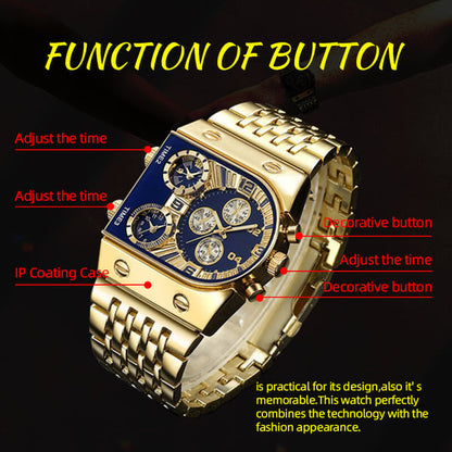 🔥New Year's Special Offer:50% OFF💼Business men's watch | Large 51 mm dial | Gold and stainless steel folding clasp | Waterproof and stylish