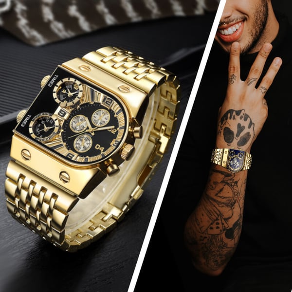 🔥New Year's Special Offer:50% OFF💼Business men's watch | Large 51 mm dial | Gold and stainless steel folding clasp | Waterproof and stylish