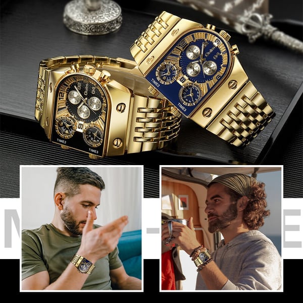 🔥New Year's Special Offer:50% OFF💼Business men's watch | Large 51 mm dial | Gold and stainless steel folding clasp | Waterproof and stylish