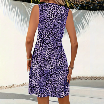 ⏳Time-Limited Special⏰Women's V-Neck Leopard Mini Dress – Bold Print, Flattering, Multi-Occasion 🌟