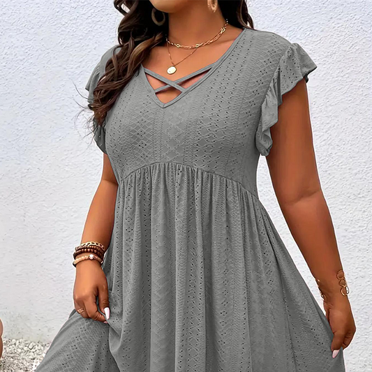 ⏳Time-Limited Special⏰Women's V-Neck Ruffle Trim Dress – Flattering, Soft & Perfect for Any Event 🌸