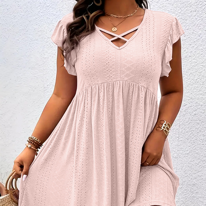 ⏳Time-Limited Special⏰Women's V-Neck Ruffle Trim Dress – Flattering, Soft & Perfect for Any Event 🌸