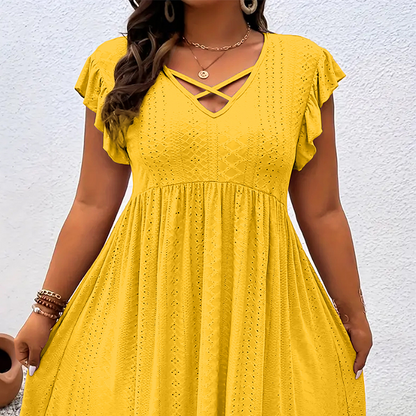 ⏳Time-Limited Special⏰Women's V-Neck Ruffle Trim Dress – Flattering, Soft & Perfect for Any Event 🌸