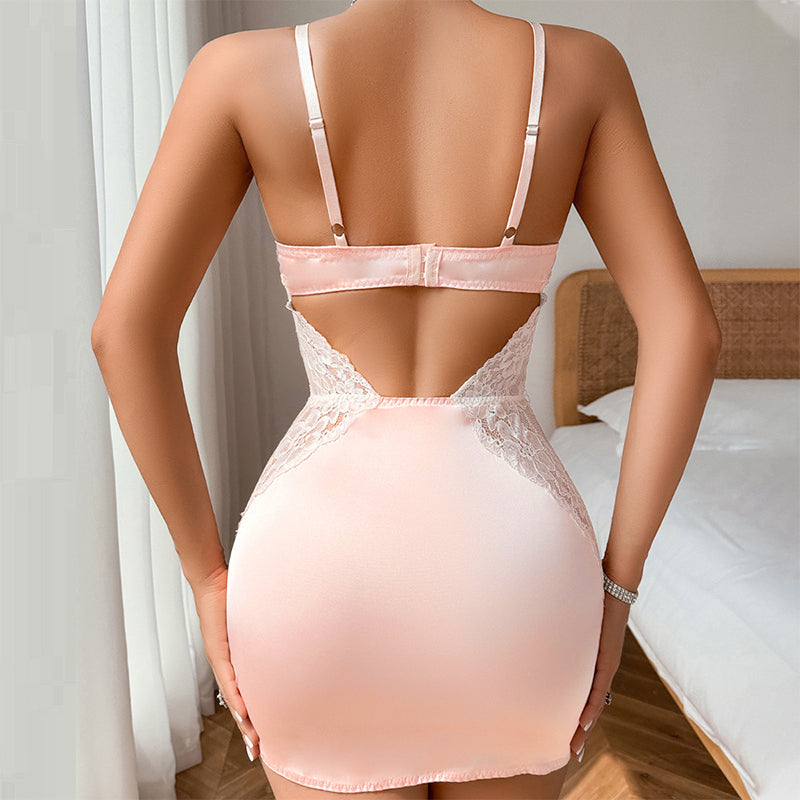 ⏳Time-Limited Special⏰Sexy spaghetti strap lace dress with thong in two-piece set