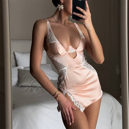⏳Time-Limited Special⏰Sexy spaghetti strap lace dress with thong in two-piece set