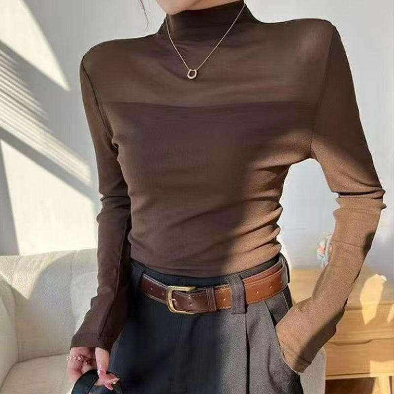 🎉Women's Sparkle Mesh Sheer Long Sleeve Ruched Top