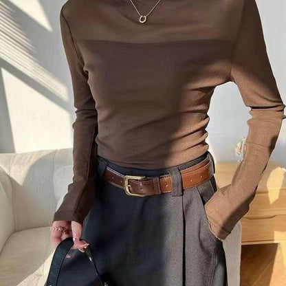 🎉Women's Sparkle Mesh Sheer Long Sleeve Ruched Top🌸