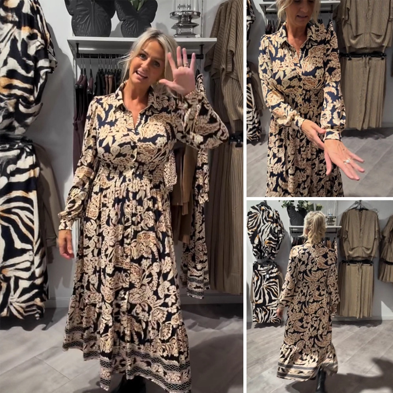 ⏳Time-limited Special⏰Graceful Floral Print Long Sleeve Dress