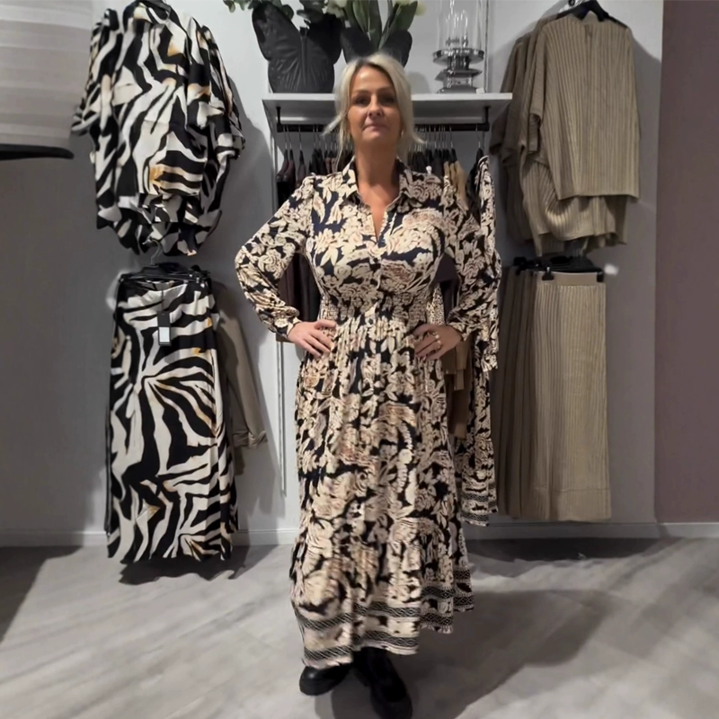 ⏳Time-limited Special⏰Graceful Floral Print Long Sleeve Dress