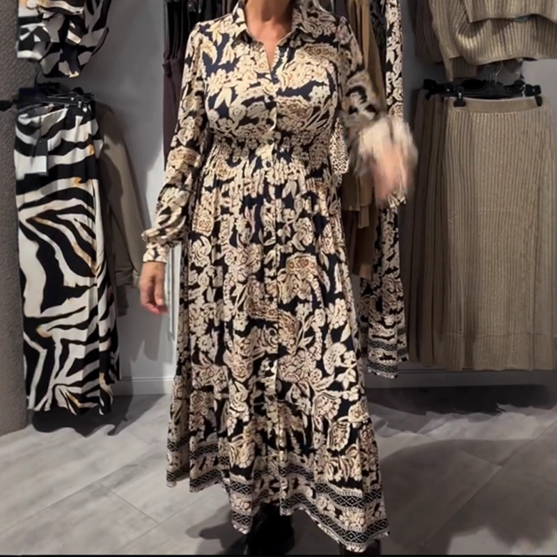 ⏳Time-limited Special⏰Graceful Floral Print Long Sleeve Dress