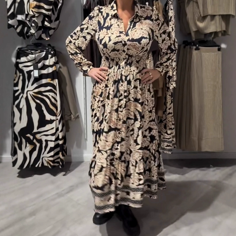 ⏳Time-limited Special⏰Graceful Floral Print Long Sleeve Dress