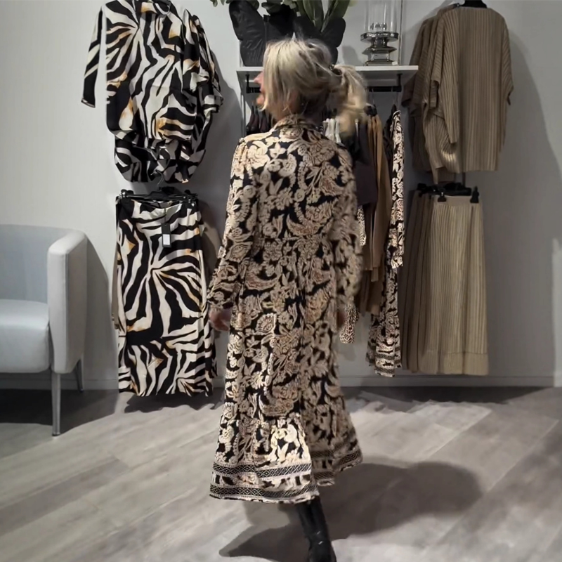⏳Time-limited Special⏰Graceful Floral Print Long Sleeve Dress