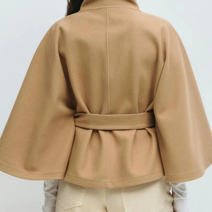 🍁Autumn Special-Sale 60% off - Women's Stand Collar Shawl Coat (with Belt)🧶Chic, Comfortable & Made for Every Occasion