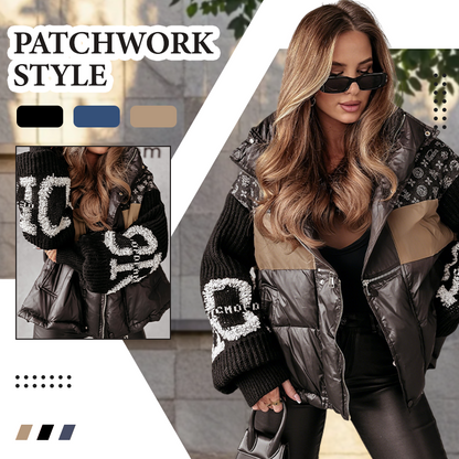 ⏳Time-limited Special⏰Women’s Patchwork Knit Sleeve Hooded Puffer Jacket|Free Express Delivery✈️