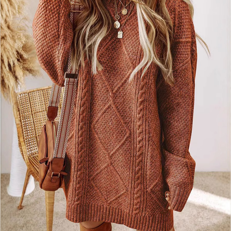 ⏳Time-Limited Special⏰Trendy Cable-Knit Loose-Fit Sweater Dress