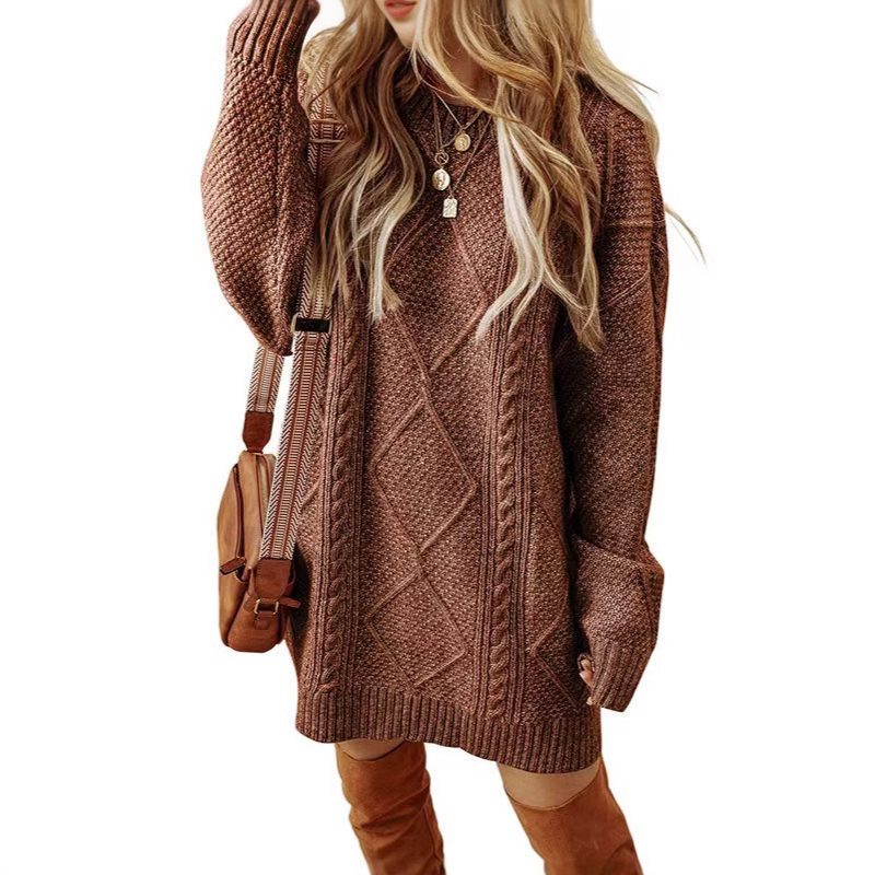 ⏳Time-Limited Special⏰Trendy Cable-Knit Loose-Fit Sweater Dress