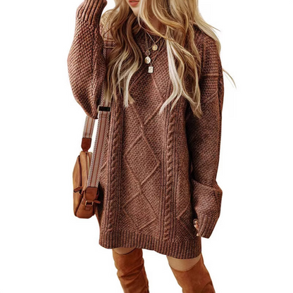 ⏳Time-Limited Special⏰Trendy Cable-Knit Loose-Fit Sweater Dress