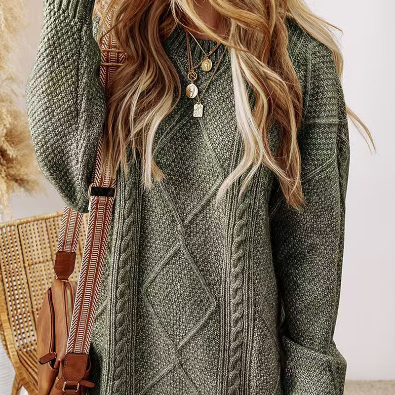 ⏳Time-Limited Special⏰Trendy Cable-Knit Loose-Fit Sweater Dress