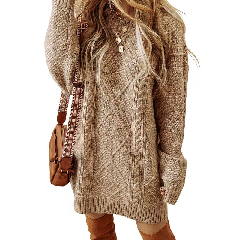 ⏳Time-Limited Special⏰Trendy Cable-Knit Loose-Fit Sweater Dress