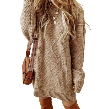 ⏳Time-Limited Special⏰Trendy Cable-Knit Loose-Fit Sweater Dress