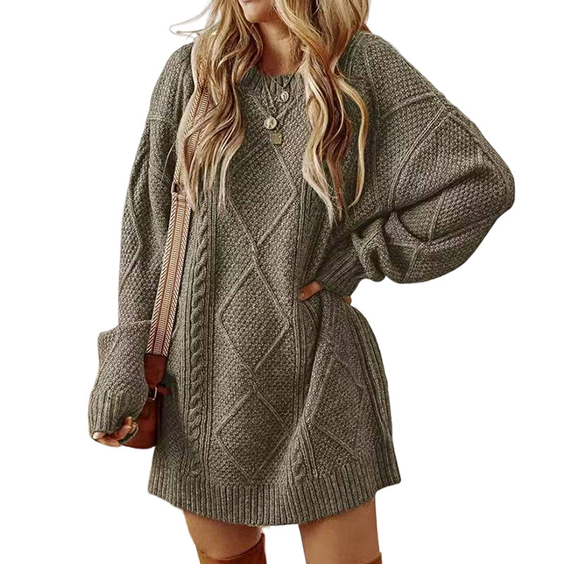 ⏳Time-Limited Special⏰Trendy Cable-Knit Loose-Fit Sweater Dress