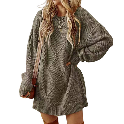 ⏳Time-Limited Special⏰Trendy Cable-Knit Loose-Fit Sweater Dress