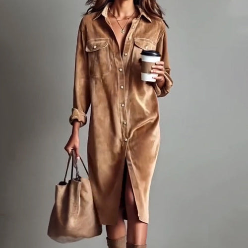 ⏳Time-Limited Special⏰Effortless Chic Corduroy Shirt Dress – Soft, Cozy & Versatile for All Seasons 🍂