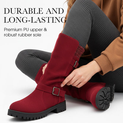 👢 Pull On & Go | Women's Slouchy Faux Suede Mid-Calf Boots⚡ Free shipping