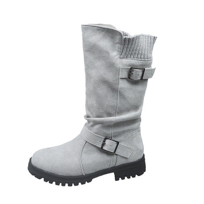 👢 Pull On & Go | Women's Slouchy Faux Suede Mid-Calf Boots⚡ Free shipping