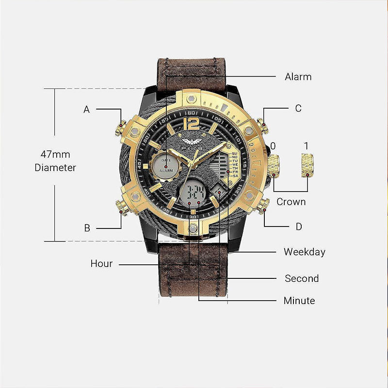 🎄Christmas Sale 60% OFF🔥Multifunctional Dual Display 3ATM Waterproof Men's Quartz Sports Watch