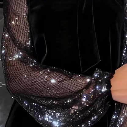 ⏳Time-Limited Special⏰Women's Sequin Bow Tie Neck Dress✨👗