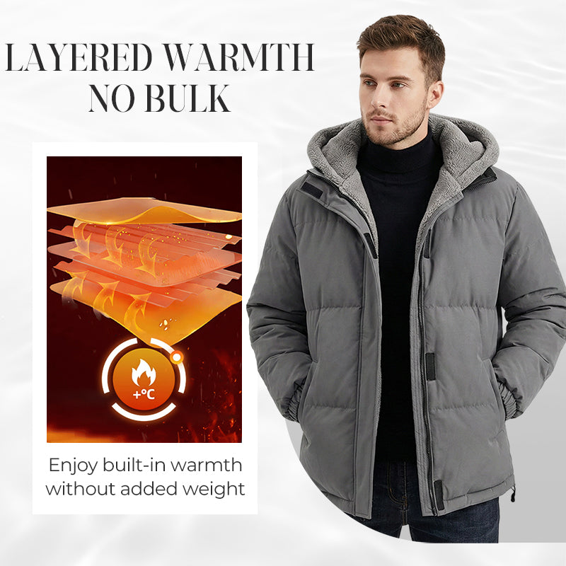 📢📢 60 %  OFF !! ✨Men’s Cold-Resistant Windproof Thermal-Lined Hooded Coat 