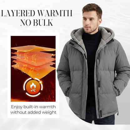 📢📢 60 %  OFF !! ✨Men’s Cold-Resistant Windproof Thermal-Lined Hooded Coat 
