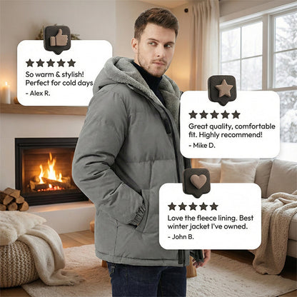 📢📢 60 %  OFF !! ✨Men’s Cold-Resistant Windproof Thermal-Lined Hooded Coat 