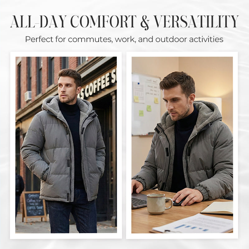 📢📢 60 %  OFF !! ✨Men’s Cold-Resistant Windproof Thermal-Lined Hooded Coat 