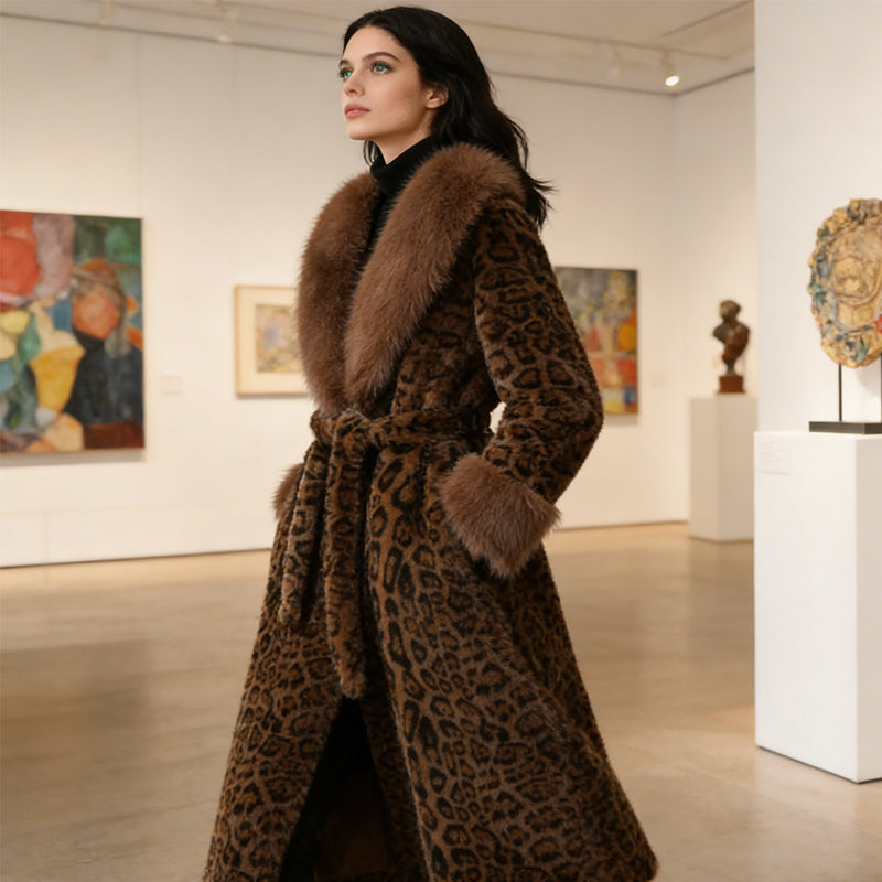 ⏳Time-Limited Special⏰Women's Leopard Print Fluffy Faux Fur Coat with Belt🔥🔥