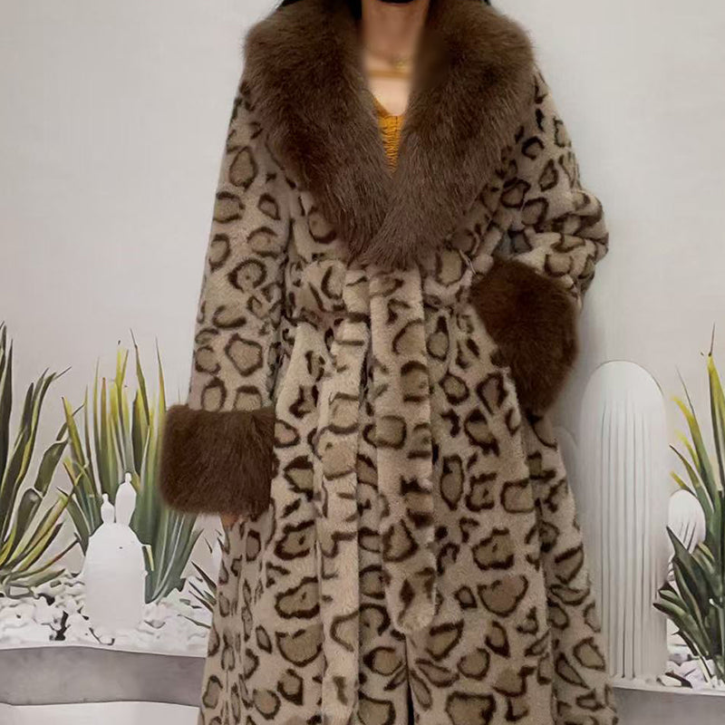 ⏳Time-Limited Special⏰Women's Leopard Print Fluffy Faux Fur Coat with Belt🔥🔥