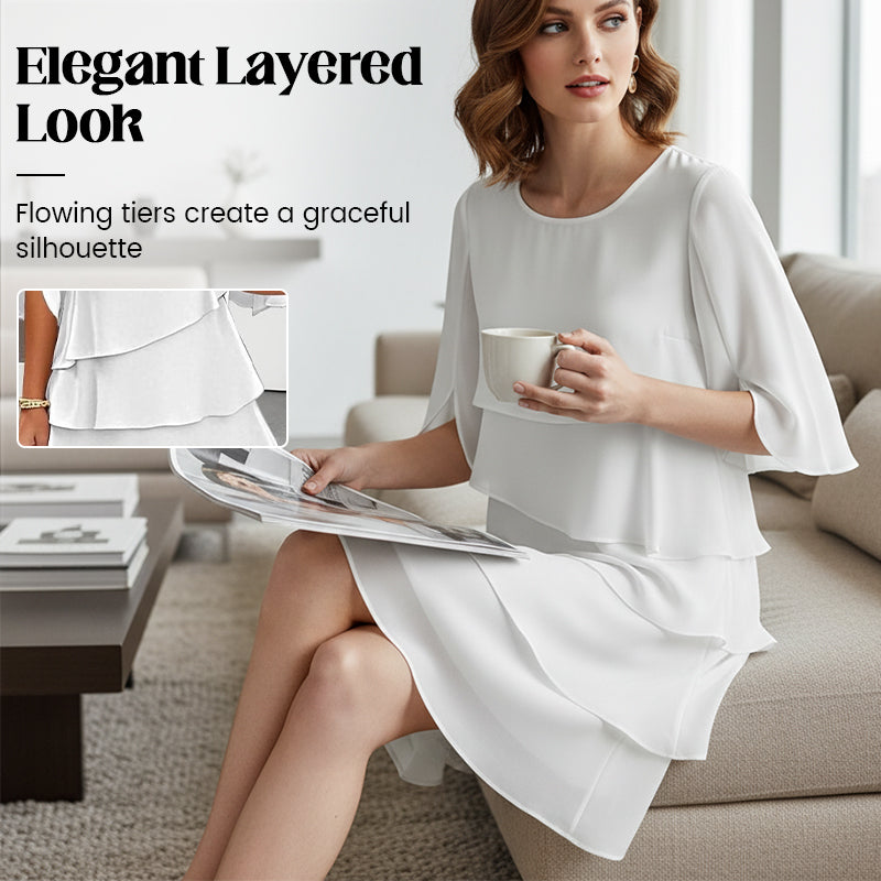⏳Time-Limited Special⏰Women's Elegant Layered Ruffle Sleeve Dress