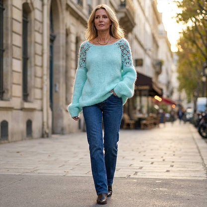 ⏳Time-Limited Special⏰Women's Crochet Lace Lantern Sleeve Sweater👚