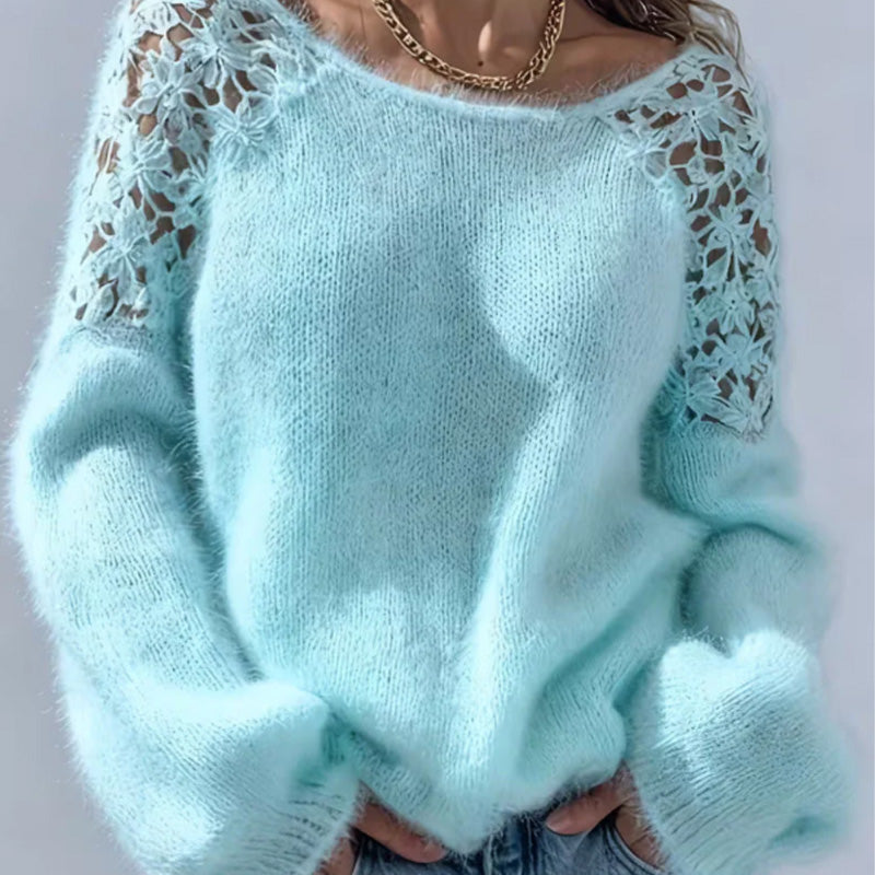 ⏳Time-Limited Special⏰Women's Crochet Lace Lantern Sleeve Sweater👚
