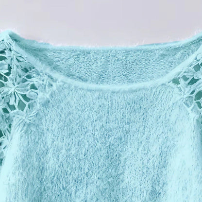 ⏳Time-Limited Special⏰Women's Crochet Lace Lantern Sleeve Sweater👚🌸