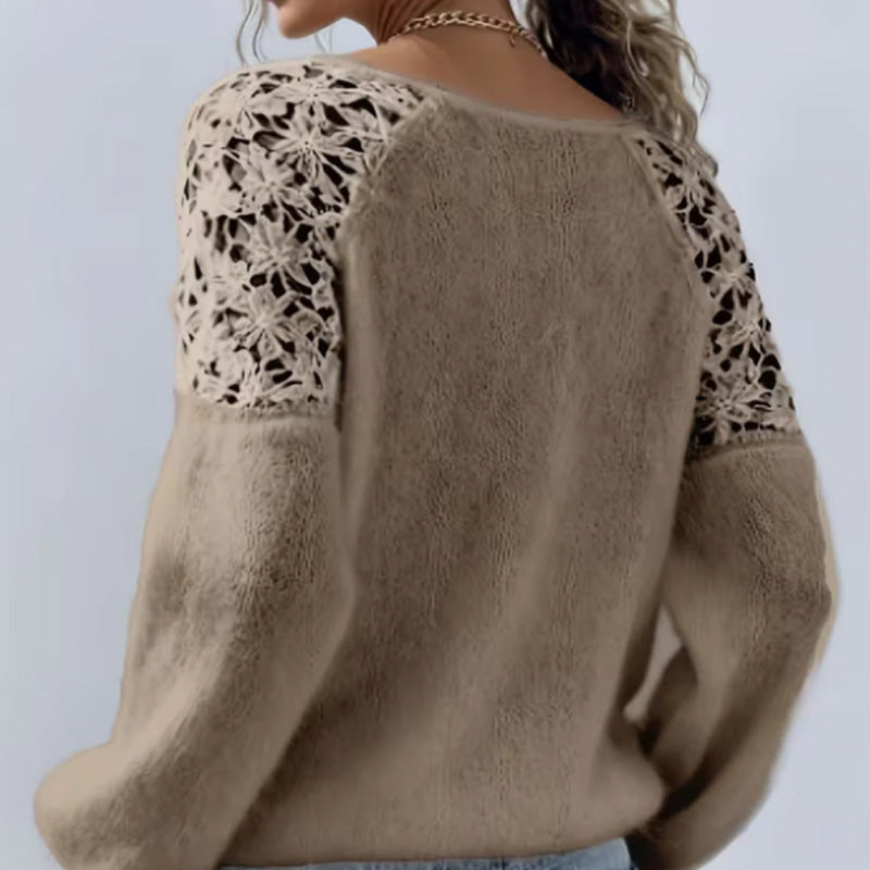 ⏳Time-Limited Special⏰Women's Crochet Lace Lantern Sleeve Sweater👚