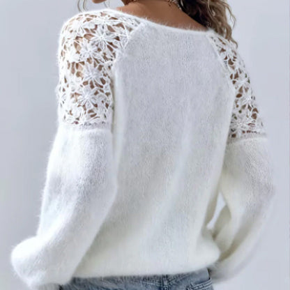 ⏳Time-Limited Special⏰Women's Crochet Lace Lantern Sleeve Sweater👚