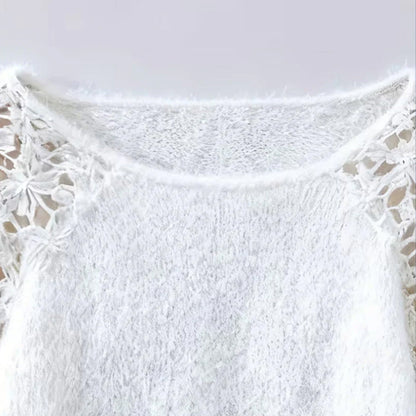 ⏳Time-Limited Special⏰Women's Crochet Lace Lantern Sleeve Sweater👚